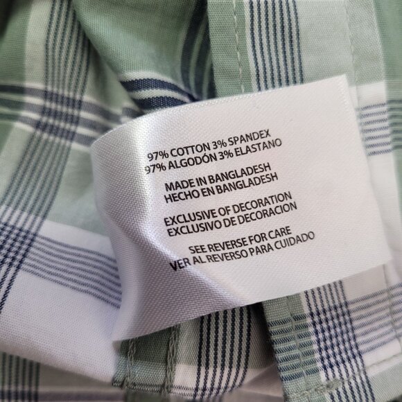 GAP Men's Green Plaid Short Sleeve Button-Up Poplin Cotton Shirt Small New - Picture 8 of 12